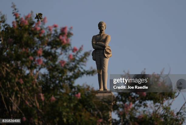 Confederate monument featuring an 8-foot statue of a Confederate soldier is seen in Lee Park in the midst of a national controversy over whether...