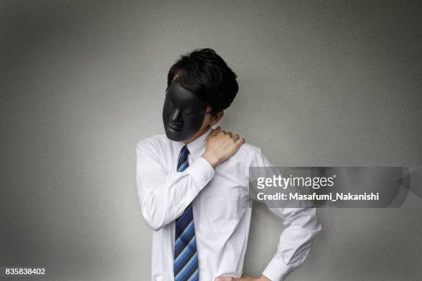strange masked businessman - massage funny stock pictures, royalty-free photos & images