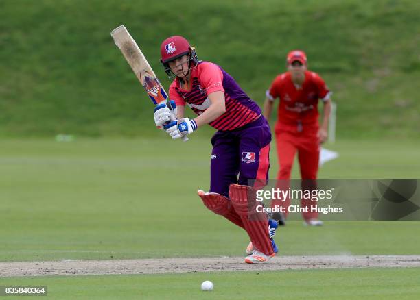 Ellyse Perry of Loughborough Lightning bats during the Kia Super League match between Lancashire Thunder and Loughborough Lightning at Blackpool...