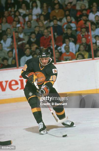 Russian ice hockey player Igor Larionov of the Vancouver Canucks on the ice during a game, June 1991.