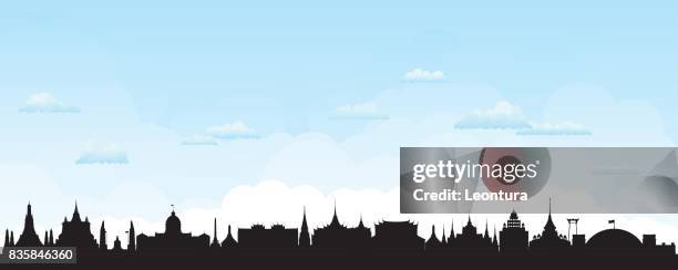 bangkok skyline (all buildings are separate and complete) - bangkok skyline day stock illustrations