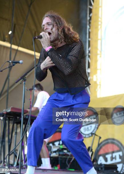 Singer Landon Jacobs of Sir Sly performs onstage during the Alt 98.7 Summer Camp concert at Queen Mary Events Park on August 19, 2017 in Long Beach,...