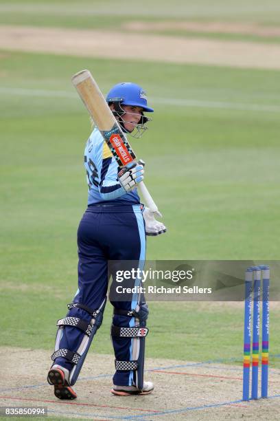 Lauren Winfield of Yorkshire Diamonds after making 50 during the Kia Super League between Yorkshire Diamonds v Western Storm at York on August 20,...