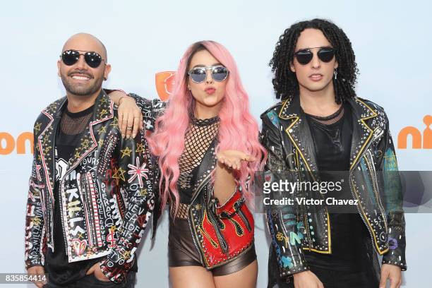 Diego Cardenas, Danna Paola and Jorge Anzaldo attend the Nickelodeon Kids' Choice Awards Mexico 2017 at Auditorio Nacional on August 19, 2017 in...