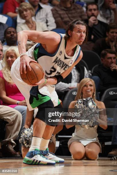 Mike Miller of the Minnesota Timberwolves looks to pass against the Dallas Mavericks during the game on November 1, 2008 at the Target Center in...