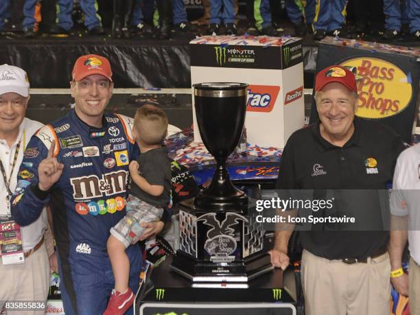 Kyle Busch Joe Gibbs Racing M&M's Caramel Toyota Camry during victory lane after winning the NASCAR Monster Energy Cup Series Bass Pro Shops NRA...