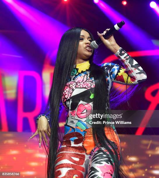 Cardi B Performs at Streetz Fest 2K17 at Lakewood Amphitheatre on August 19, 2017 in Atlanta, Georgia.