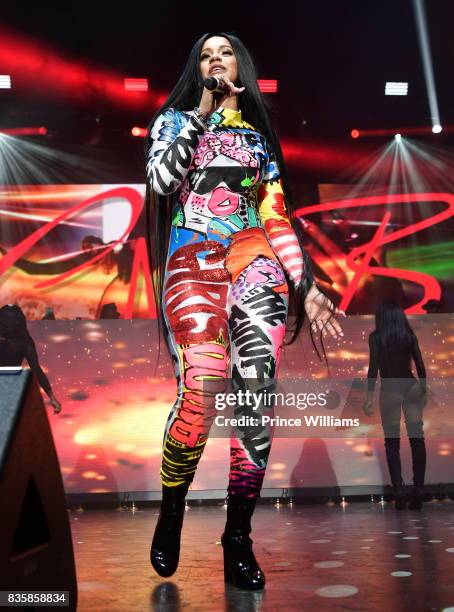 Cardi B Performs at Streetz Fest 2K17 at Lakewood Amphitheatre on August 19, 2017 in Atlanta, Georgia.