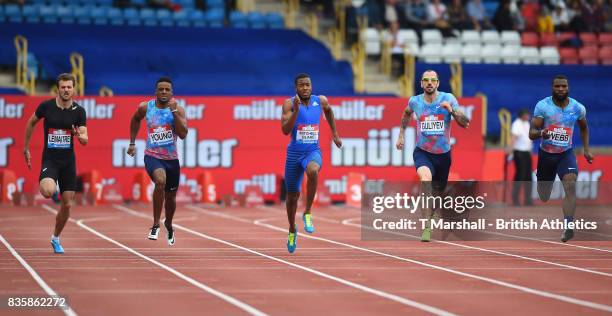 Ramil Guliyev of Turkey on the way to winning the Mens 200m during the Muller Grand Prix and IAAF Diamond League event at Alexander Stadium on August...