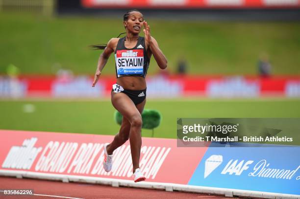 Dawit Seyaum of Ethiopia on her way to winning the Womens 1500m during the Muller Grand Prix and IAAF Diamond League event at Alexander Stadium on...