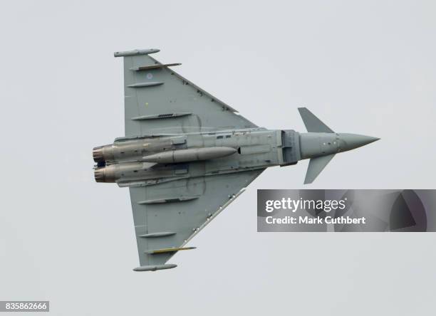 The Eurofighter Typhoon performs at the Festival of Flight at Biggin Hill Airport on August 20 on August 20, 2017 in Biggin Hill, England.