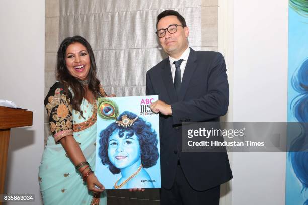 French Ambassador to India, Alexandre Ziegler, with Businesswoman Priti Paul during the launch of businesswoman Priti Paul's debut book, that aims at...