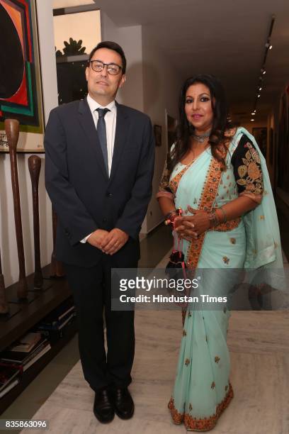 French Ambassador to India, Alexandre Ziegler, with Businesswoman Priti Paul during the launch of businesswoman Priti Paul's debut book, that aims at...