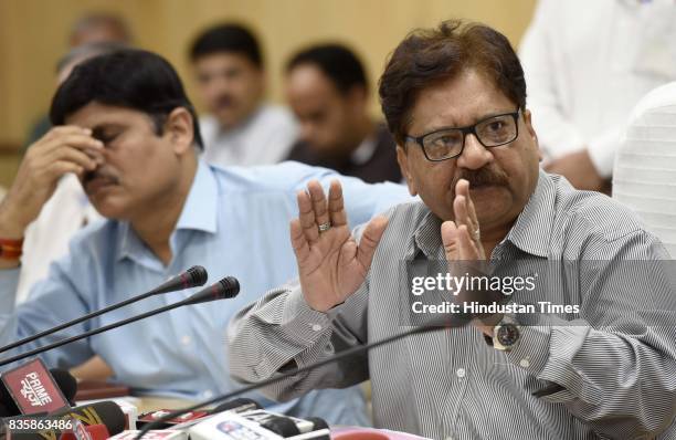 Mohd. Jamshed, the member-traffic and director general , Railway Board, with other officers briefs media about the Kalinga Utkal Express derailment...