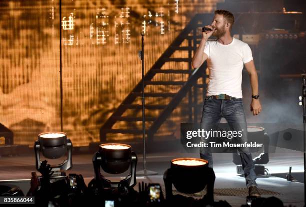 Dierks Bentley performs during his "What The Hell" world tour at Toyota Amphitheatre on August 19, 2017 in Wheatland, California.