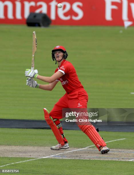 Amy Satterthwaite of Lancashire Thunder bats during the Kia Super League match between Lancashire Thunder and Loughborough Lightning at Blackpool...