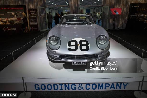 The 1966 Ferrari 275 GTB/C sits on display at the Gooding and Company auction during the 2017 Pebble Beach Concours d'Elegance in Pebble Beach,...