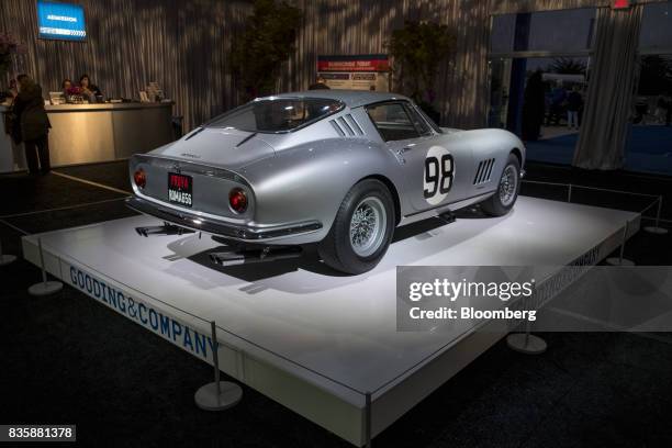 The 1966 Ferrari 275 GTB/C sits on display at the Gooding and Company auction during the 2017 Pebble Beach Concours d'Elegance in Pebble Beach,...