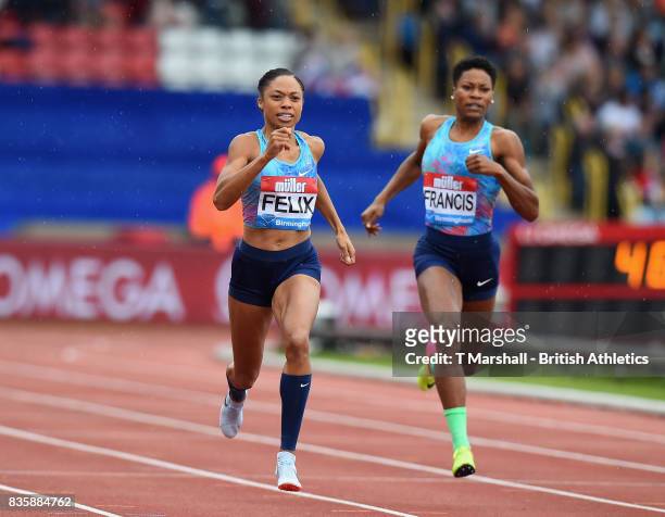 Allyson Felix of the United States on her way to winning the Womens 400m during the Muller Grand Prix and IAAF Diamond League event at Alexander...