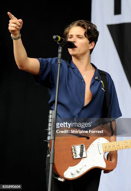 Bradley Simpson of The Vamps performs live on stage during V Festival 2017 at Weston Park on August 20, 2017 in Stafford, England.