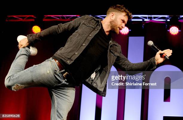 Joel Dommett performs live on stage during V Festival 2017 at Weston Park on August 20, 2017 in Stafford, England.