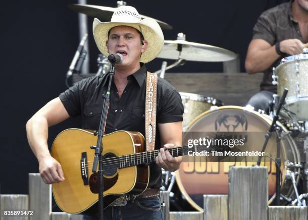 Jon Pardi performs during the "What The Hell" world tour at Toyota Amphitheatre on August 19, 2017 in Wheatland, California.