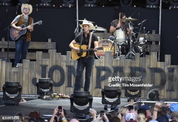 Jon Pardi performs during the "What The Hell" world tour at Toyota Amphitheatre on August 19, 2017 in Wheatland, California.