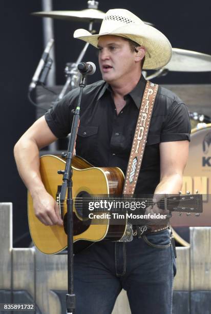 Jon Pardi performs during the "What The Hell" world tour at Toyota Amphitheatre on August 19, 2017 in Wheatland, California.