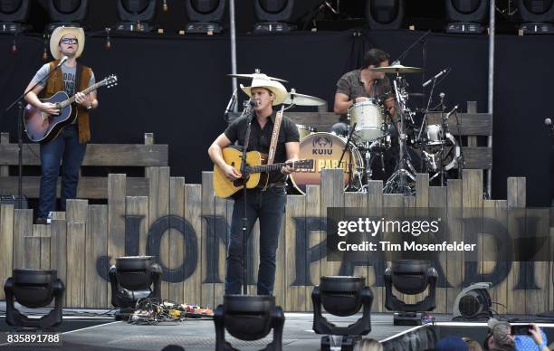 Jon Pardi performs during the "What The Hell" world tour at Toyota Amphitheatre on August 19, 2017 in Wheatland, California.