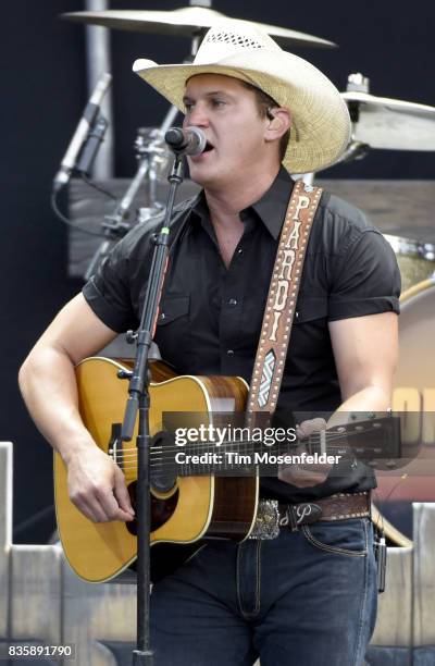 Jon Pardi performs during the "What The Hell" world tour at Toyota Amphitheatre on August 19, 2017 in Wheatland, California.