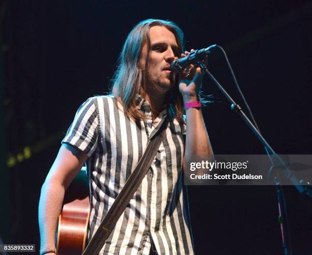 Singer Matt Gervais of The Head and the Heart performs onstage during the Alt 98.7 Summer Camp concert at Queen Mary Events Park on August 19, 2017...