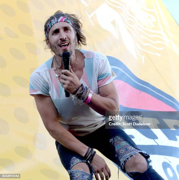 Singer Austin Bisnow of Magic Giant performs onstage during the Alt 98.7 Summer Camp concert at Queen Mary Events Park on August 19, 2017 in Long...
