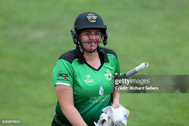 Rachel Priest of Western Storm on after the Kia Super League between Yorkshire Diamonds v Western Storm at York on August 20, 2017 in York, England.