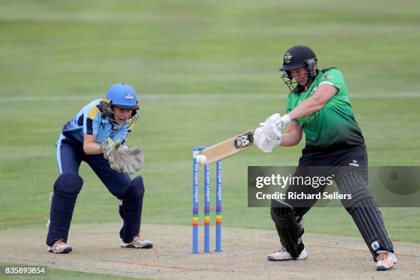 Rachel Priest of Western Storm on her way to her 100 during the Kia Super League between Yorkshire Diamonds v Western Storm at York on August 20,...