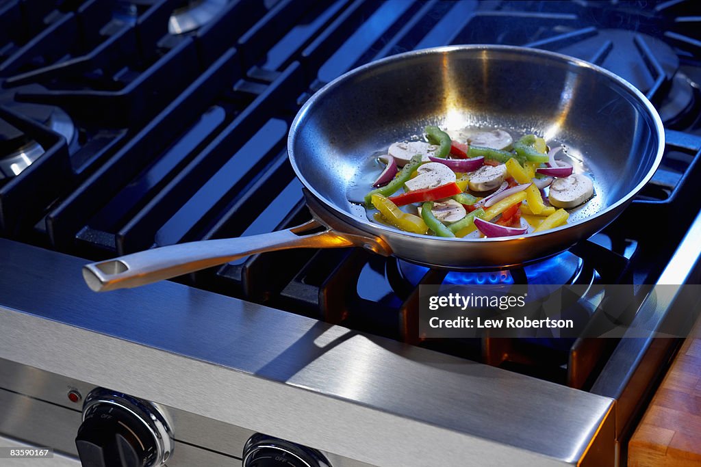 Vegetables in frying pan