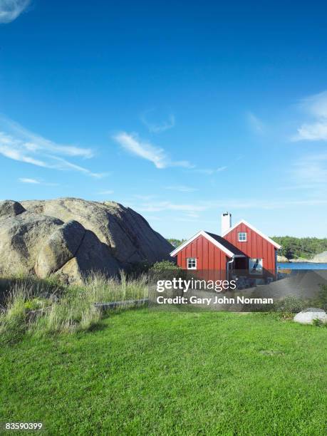 view from garden summer house - idyllic cottage stock pictures, royalty-free photos & images