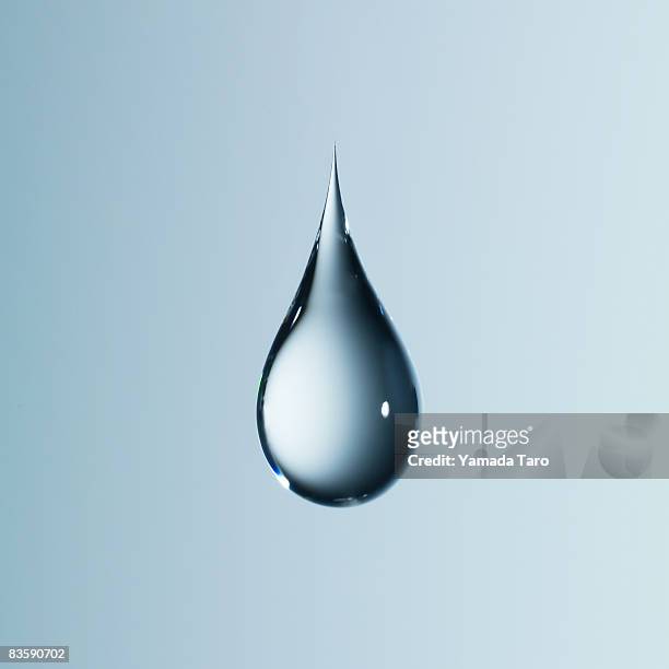 clear light blue drop on light blue back - water stockfoto's en -beelden