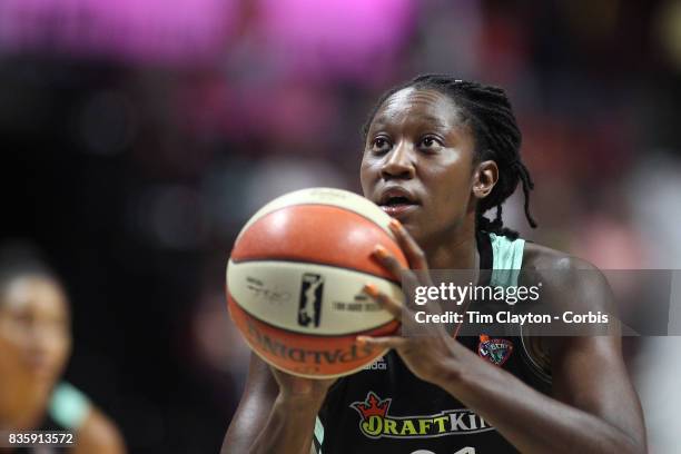 Tina Charles of the New York Liberty in action during the Connecticut Sun Vs New York Liberty, WNBA regular season game at Mohegan Sun Arena on...