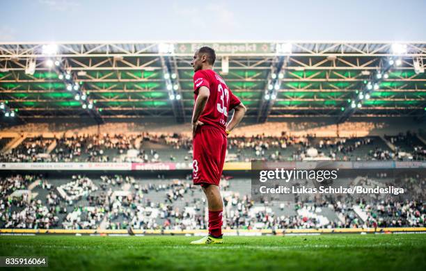 Matthias Lehmann of Koeln is disappointed after loosing the Bundesliga match between Borussia Moenchengladbach and 1. FC Koeln at Borussia-Park on...