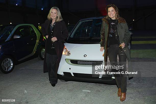 Actresses Marie Christine Adam and Christine Lemler attend the 10 years party of the Smart as a new Hermes designed Smart Fortwo is presented, at the...