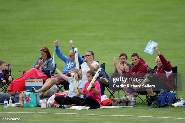 Cricket fans during the Kia Super League between Yorkshire Diamonds v Western Storm at York on August 20, 2017 in York, England.