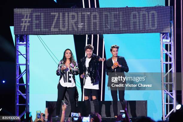 Pau Zurita, Juanpa Zurita and Andy Zurita speak onstage during the Nickelodeon Kids' Choice Awards Mexico 2017 at Auditorio Nacional on August 19,...