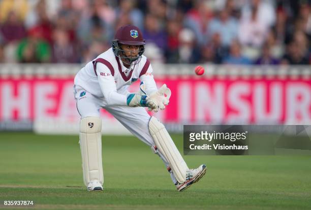 Shane Dowrich of West Indies during the 1st Investec test match between England and West Indies at Edgbaston Cricket Ground on August 17, 2017 in...
