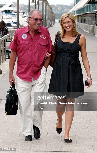 Newsreader Anna Coren is seen lunching at the Woolloomooloo Wharf with an unidentified male companion on November 7, 2008 in Sydney, Australia.