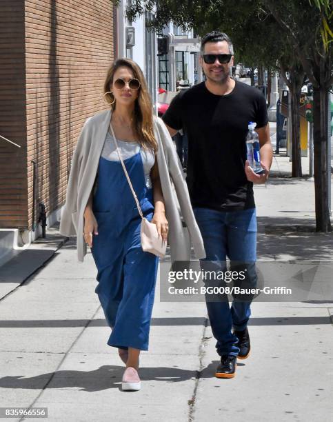 Jessica Alba and Cash Warren are seen on August 20, 2017 in Los Angeles, California.