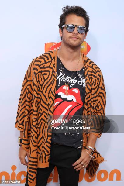 Colombian actor Andres Mercado poses for pictures during the Kids Choice Awards Mexico 2017 Orange Carpet at Auditorio Nacional on August 19, 2017 in...