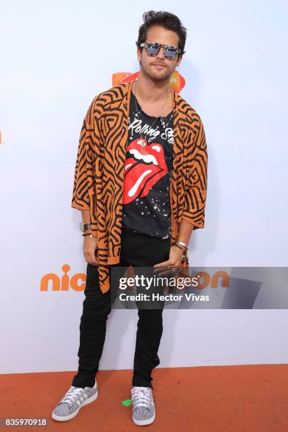 Colombian actor Andres Mercado poses for pictures during the Kids Choice Awards Mexico 2017 Orange Carpet at Auditorio Nacional on August 19, 2017 in...