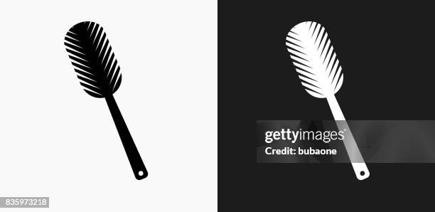 duster icon on black and white vector backgrounds - using multiple devices at home stock illustrations
