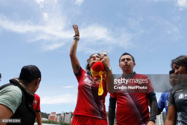 Larissa Riquelme, paraguayan model, during the match between El Nacional and Liga de Quito at the Atahualpa Olympic Stadium, in Quito, Ecuador, on...