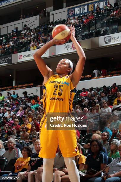 Marissa Coleman of the Indiana Fever shoots the ball during the game against the Washington Mystics during a WNBA game on August 20, 2017 at Bankers...